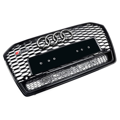 2015-2018 Audi A6 / S6 C7 Facelift RS6 Style Honeycomb Mesh Front Grill Black Grille W/ Sliver Emblem