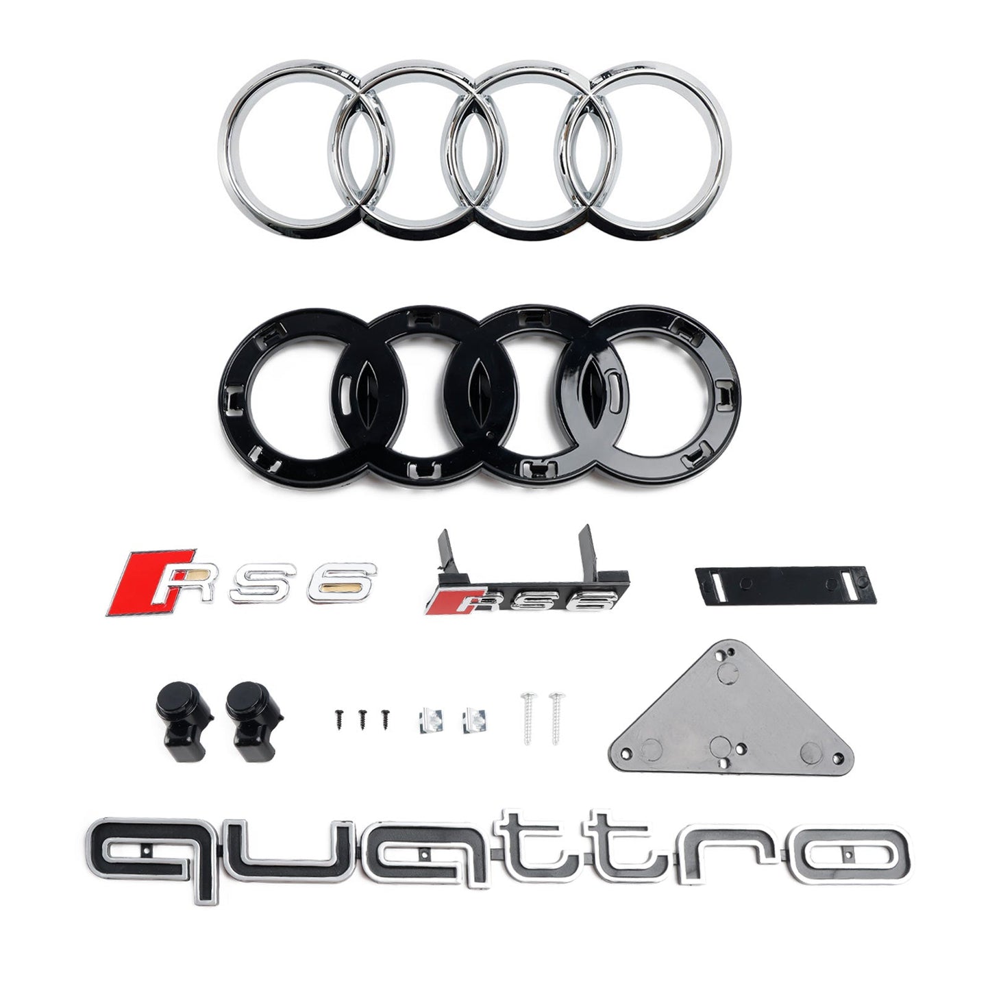 2015-2018 Audi A6 / S6 C7 Facelift RS6 Style Honeycomb Mesh Front Grill Black Grille W/ Sliver Emblem