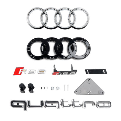 2015-2018 Audi A6 / S6 C7 Facelift RS6 Style Honeycomb Mesh Front Grill Black Grille W/ Sliver Emblem