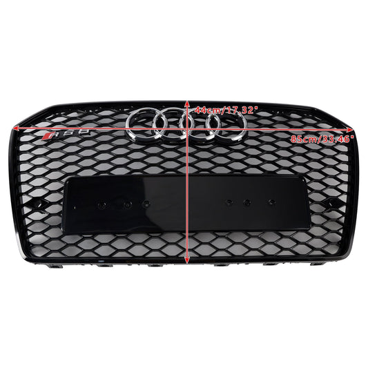 2016-2018 Audi A6 S6 C7 RS6 Style Front Honeycomb Mesh Grille Grill Black