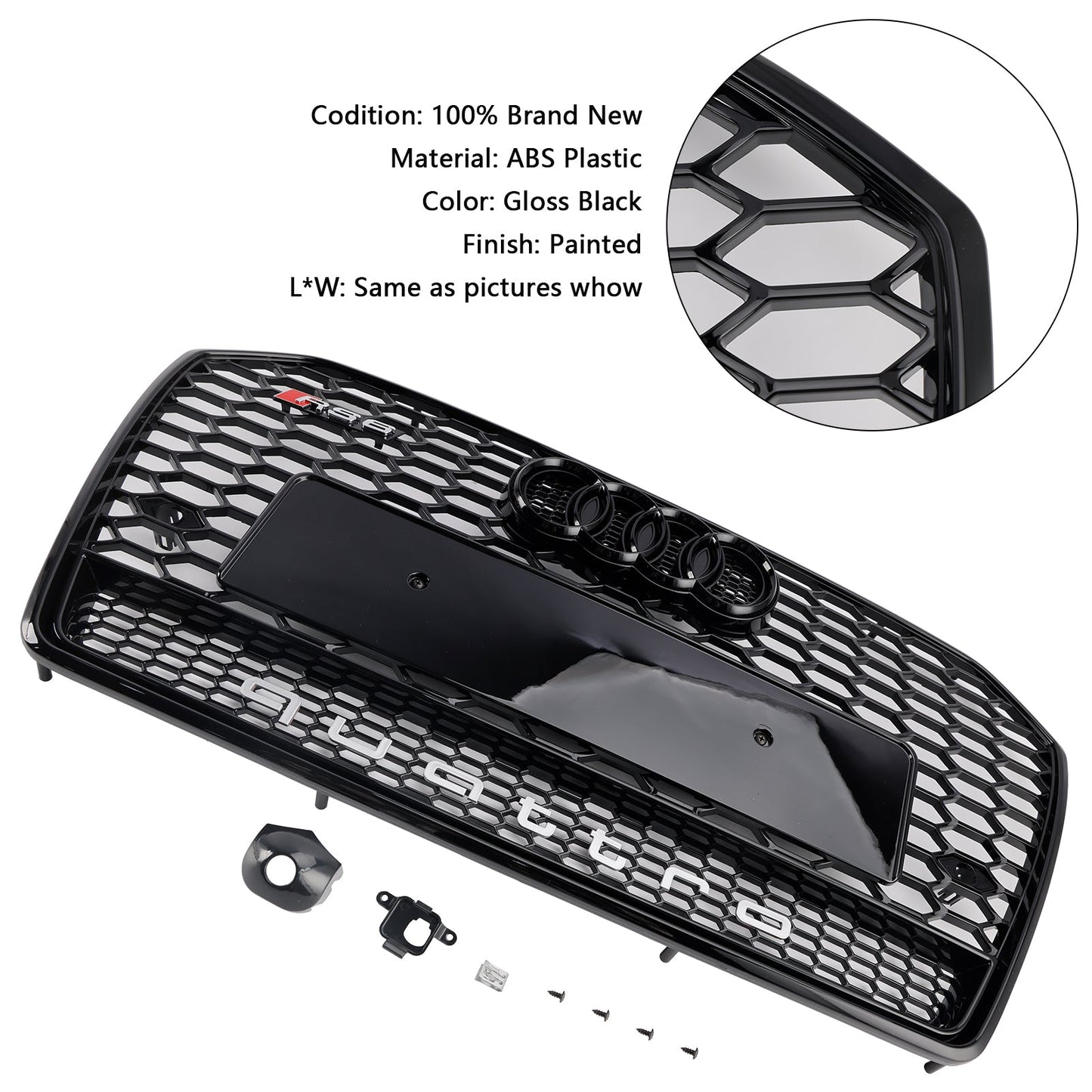 2015-2018 Audi A6 /A6 Sline /S6 C7 RS6 Style Grill Front Bumper Honeycomb Mesh Black Grille