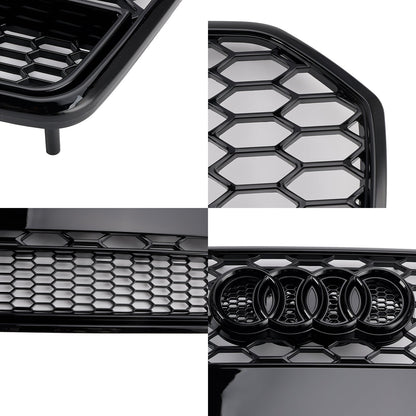 2015-2018 Audi A6 / A6 Sline / S6 C7 RS6 Quattro Style Black Grill Honeycomb Mesh Front Bumper Grille
