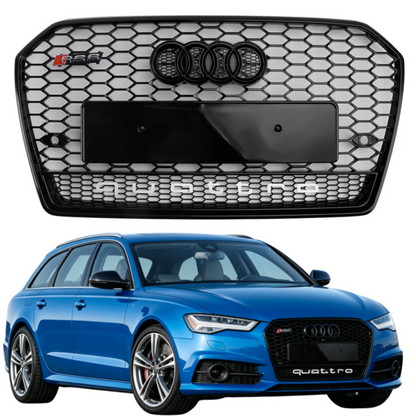 2015-2018 Audi A6 / A6 Sline / S6 C7 To RS6 Quattro Style Black Grill Honeycomb Mesh Front Bumper Grill Replacement