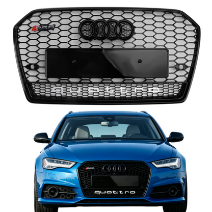2015-2018 Audi A6 / A6 Sline / S6 C7 To RS6 Quattro Style Black Grill Honeycomb Mesh Front Bumper Grill Replacement
