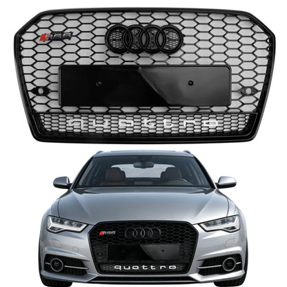 2015-2018 Audi A6 / A6 Sline / S6 C7 To RS6 Quattro Style Black Grill Honeycomb Mesh Front Bumper Grill Replacement