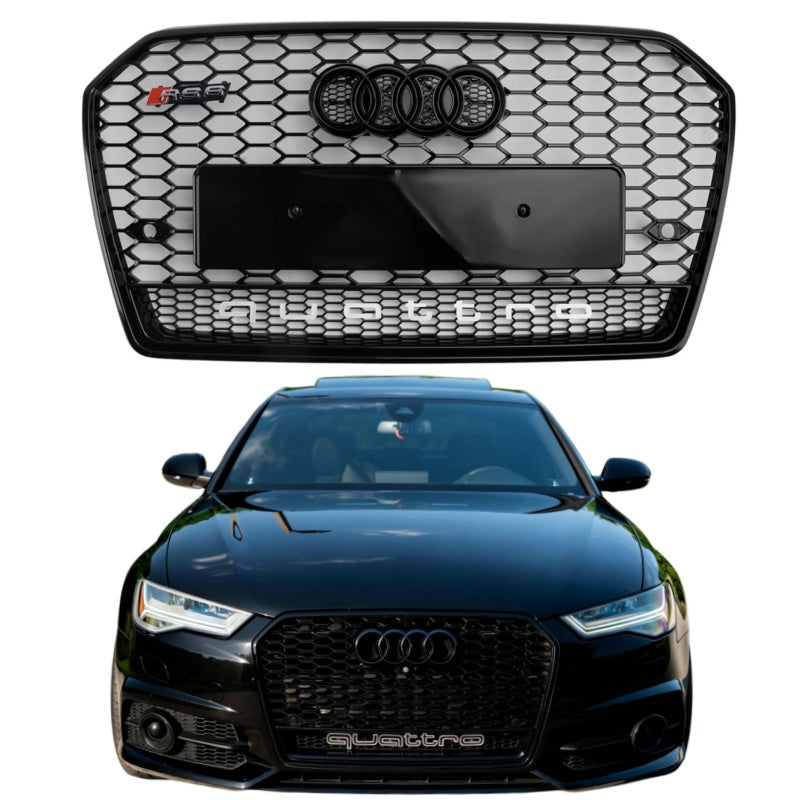Audi A6 / A6 Sline / S6 C7 2015-2018 RS6 Quattro Style Black Grill Honeycomb Mesh Front Bumper Grill Replacement