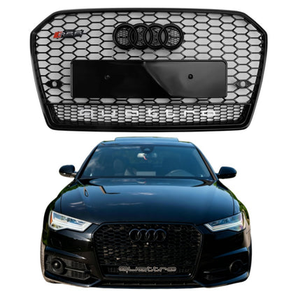 2015-2018 Audi A6 / A6 Sline / S6 C7 To RS6 Quattro Style Black Grill Honeycomb Mesh Front Bumper Grill Replacement