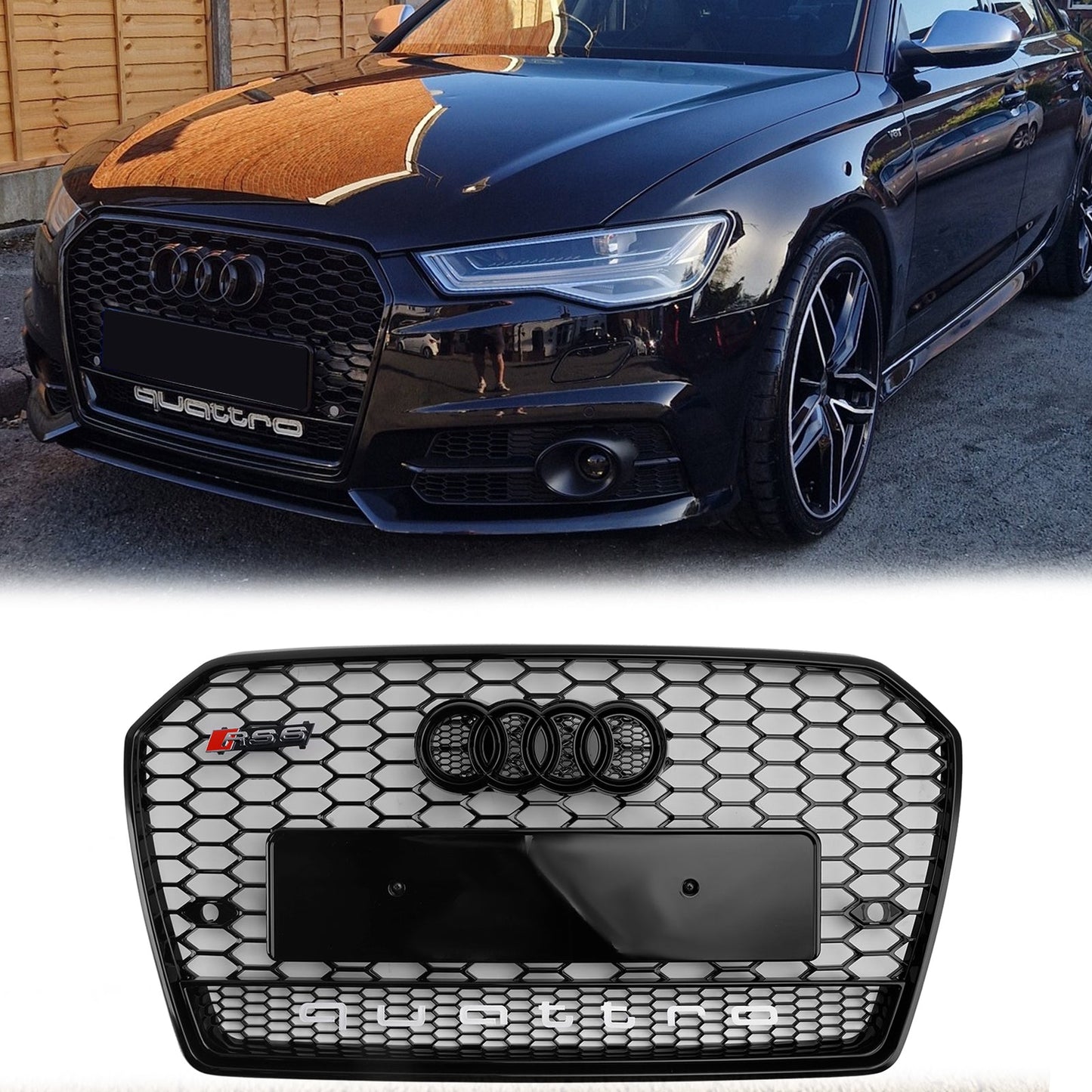 2015-2018 Audi A6 /A6 Sline /S6 C7 RS6 Style Grill Front Bumper Honeycomb Mesh Black Grille