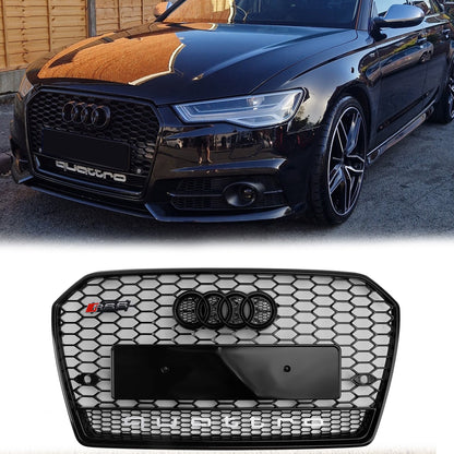 2015-2018 Audi A6 /A6 Sline /S6 C7 RS6 Style Grill Front Bumper Honeycomb Mesh Black Grille