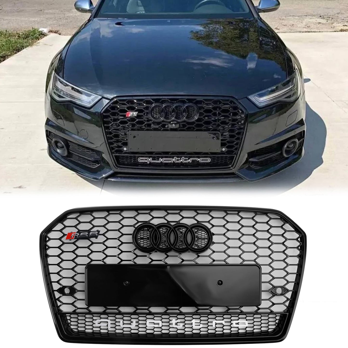 2015-2018 Audi A6 / A6 Sline / S6 C7 Honeycomb Front Grill RS Style Air Intake Radiator Grill Replacement