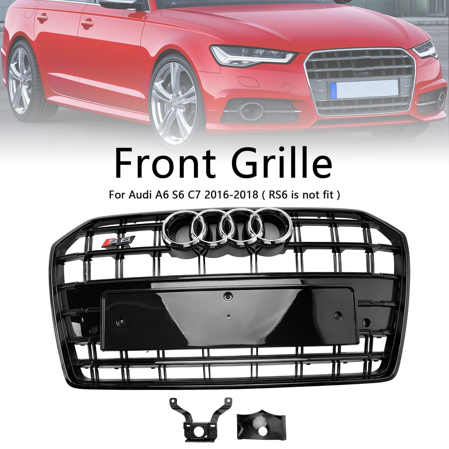 Audi A6 S6 C7 2016-2018 S6 Style Front Bumper Grille Black Replacement Grill