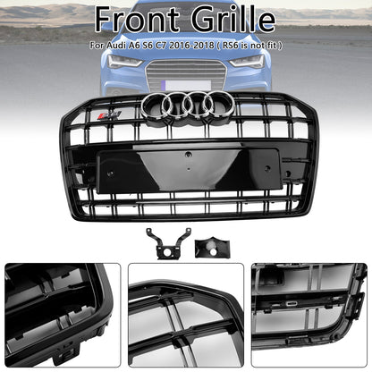 Audi A6 S6 C7 2016-2018 S6 Style Front Bumper Grille Black Replacement Grill