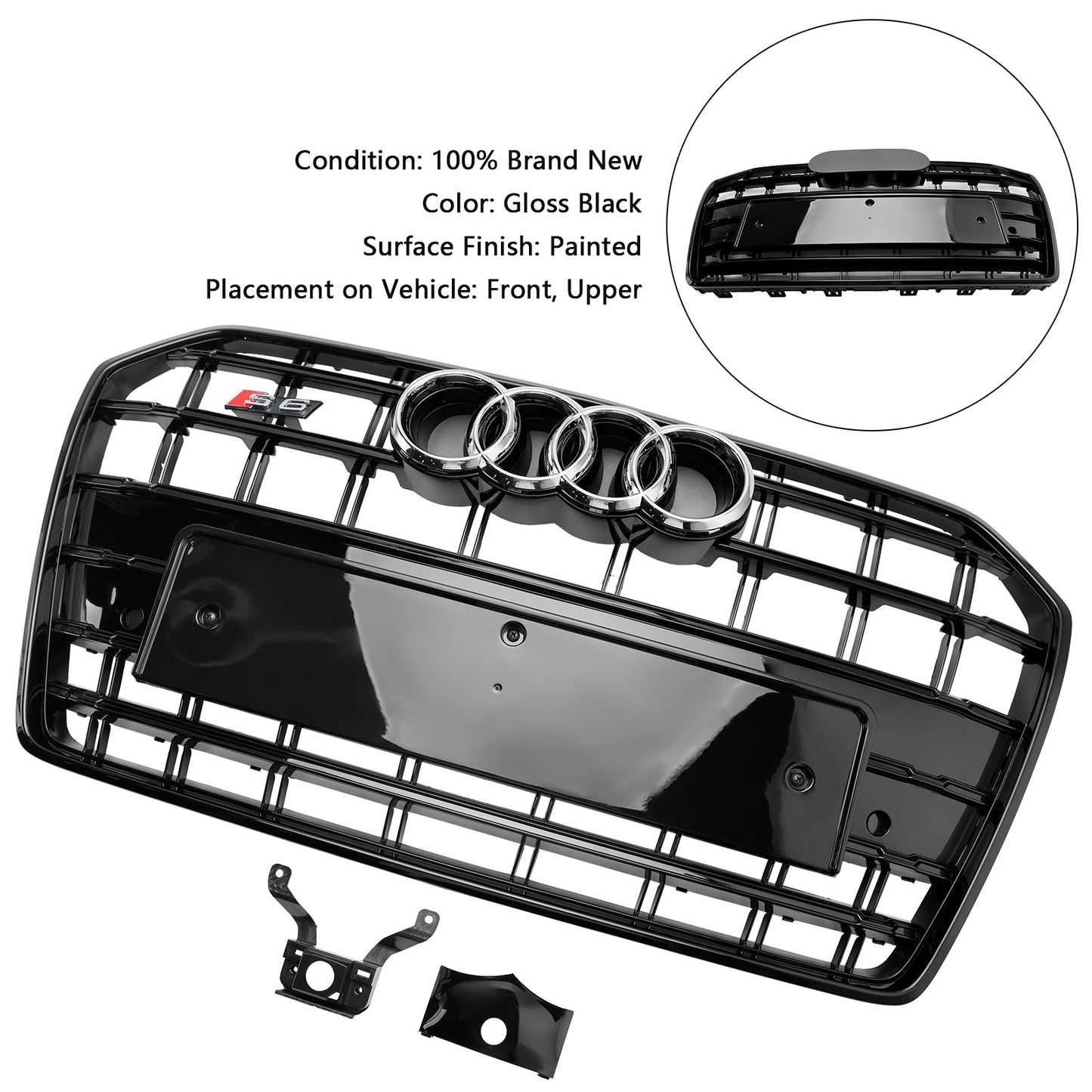 Audi A6 S6 C7 2016-2018 S6 Style Front Bumper Grille Black Replacement Grill