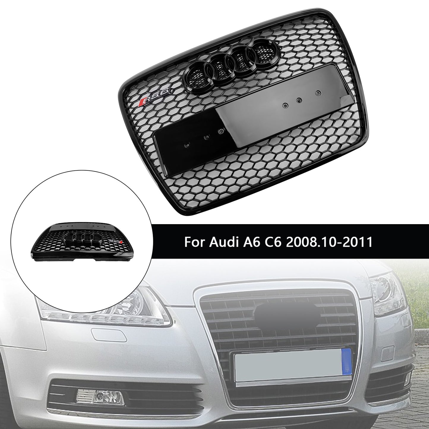 2008 2009 2010 2011 Audi A6 /S6 /A6 Sline C6 RS Honeycomb Front Grill Air Intake Radiator Mesh Bumper Grille