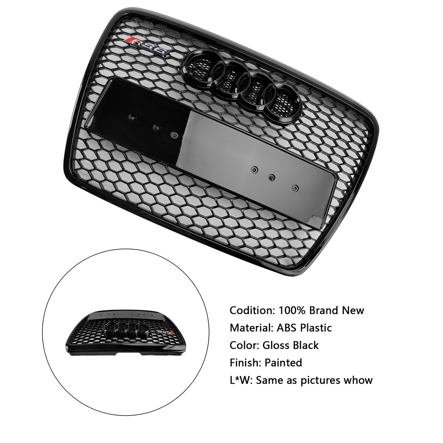 2008 2009 2010 2011 Audi A6 /S6 /A6 Sline C6 RS Honeycomb Front Grill Air Intake Radiator Mesh Bumper Grille