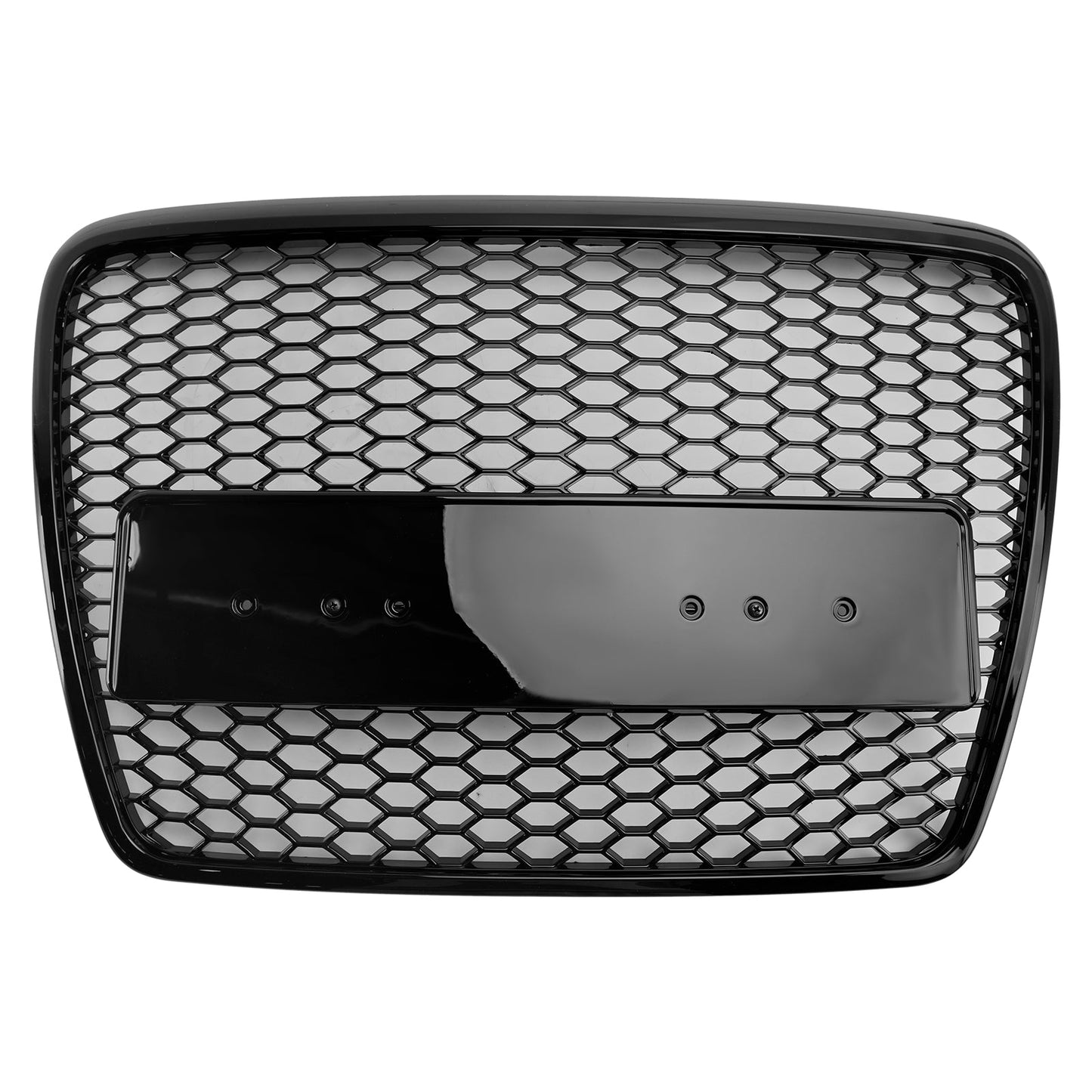 2008-2011 Audi A6 /S6 C6 Grille Honeycome RS Grille Front Center Mesh Glossy Balck Replacement Grille With Ring Emblem