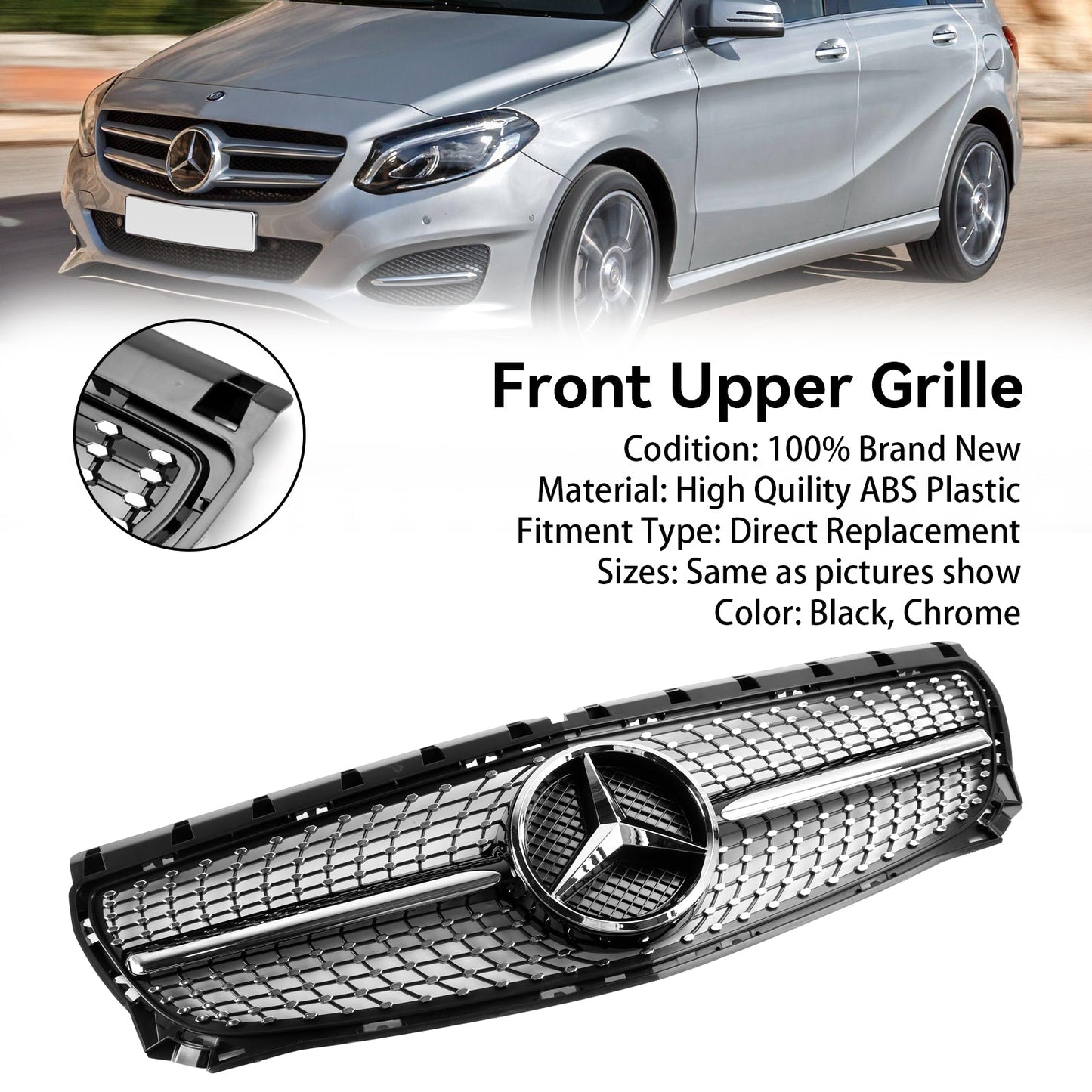 2011-2014 Mercedes Benz B-Class W246 B180 B200 B250 Pre-Facelift Front Bumper Grill Replacement Grille