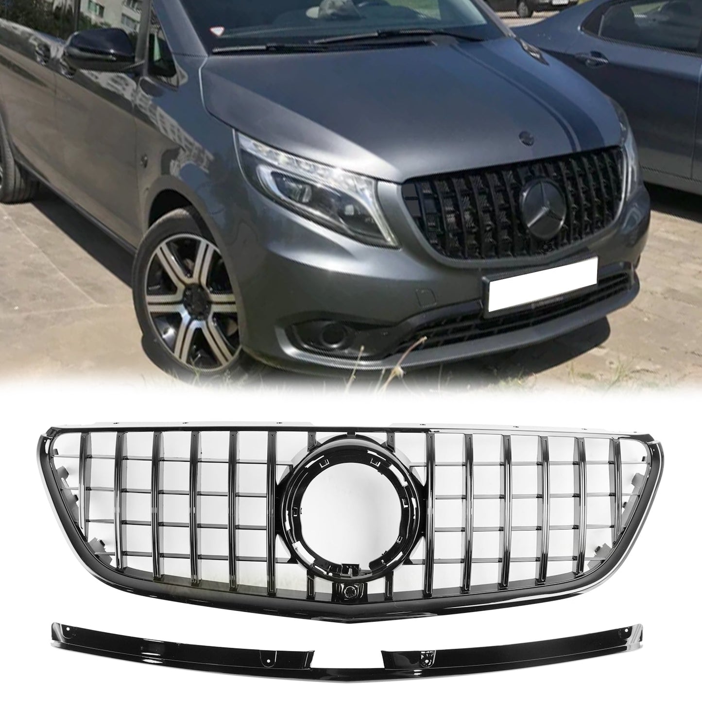 2020-2023 Mercedes Benz vito W447 111CDI 114CDI 116CDI 119CDI Facelift Black Front Grill GT Style Grille