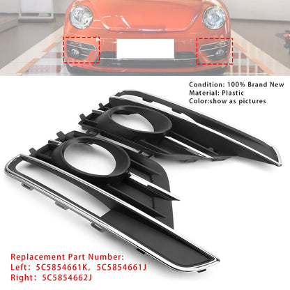 2016-2019 VW Beetle Pair 5C5854661K 5C5854662J Front Bumper Fog Light Grill Cover Bezel
