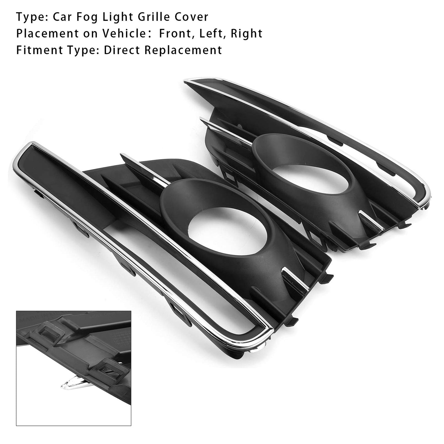 2016-2019 VW Beetle Pair Front Bumper Fog Light Grill Cover Bezel 5C5854661K 5C5854662J