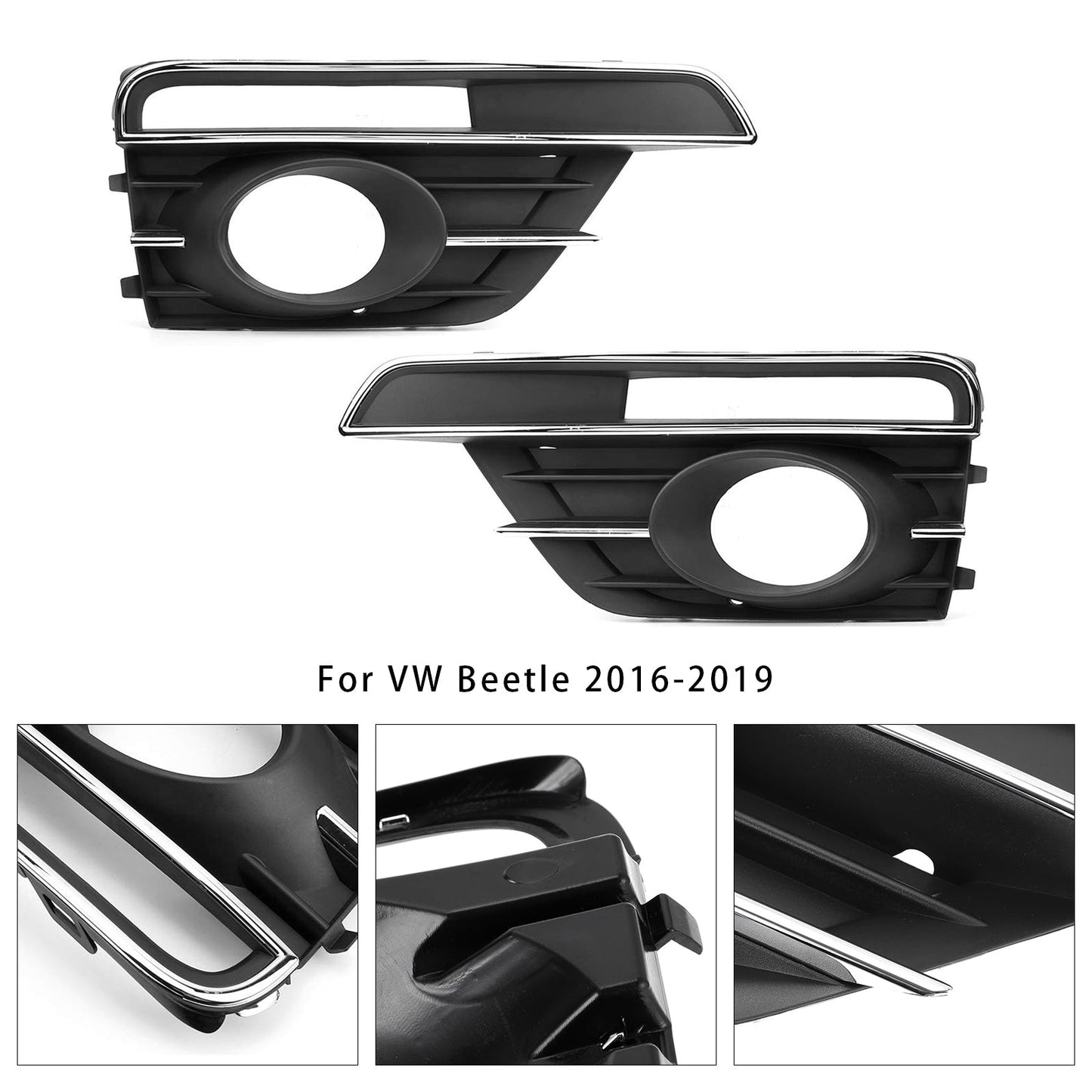 2016-2019 VW Beetle Pair Front Bumper Fog Light Grill Cover Bezel 5C5854661K 5C5854662J