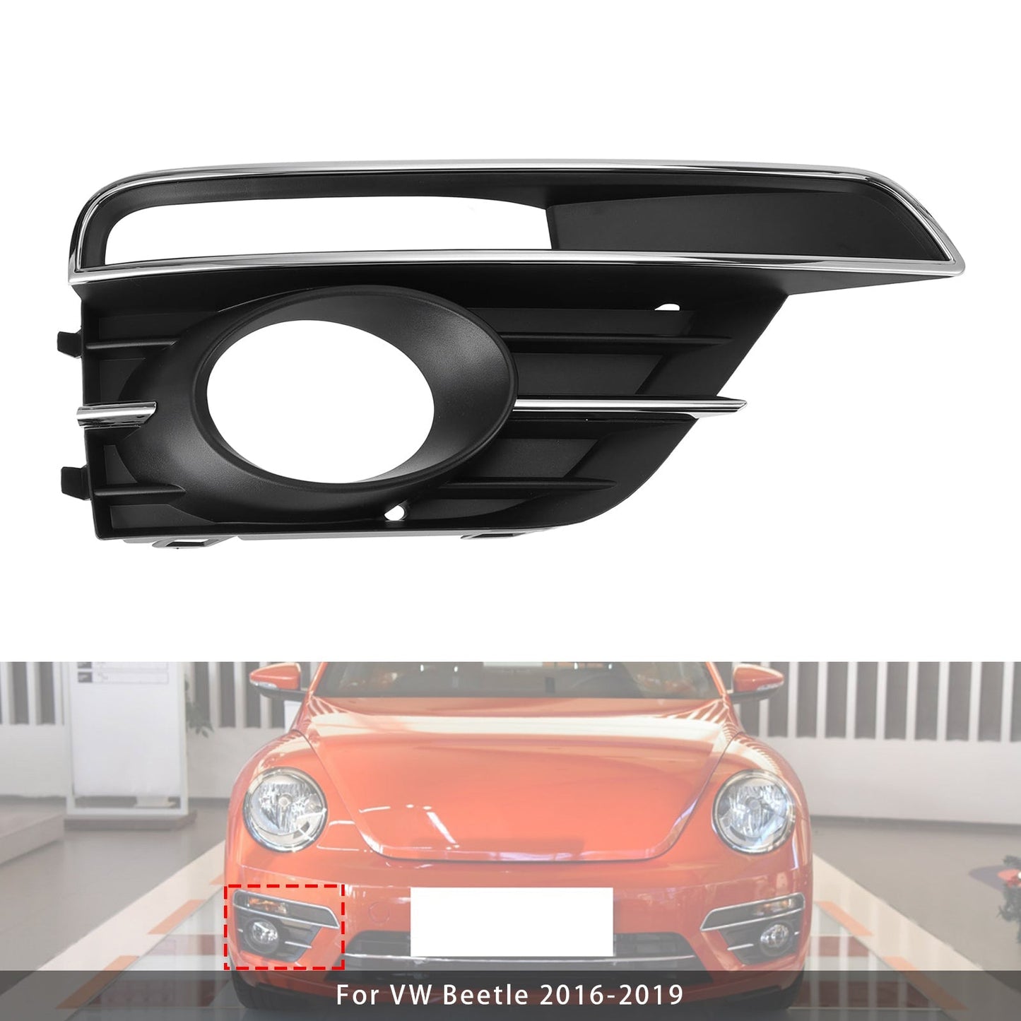 2016-2019 VW Beetle Pair Front Bumper Fog Light Grill Cover Bezel 5C5854661K 5C5854662J