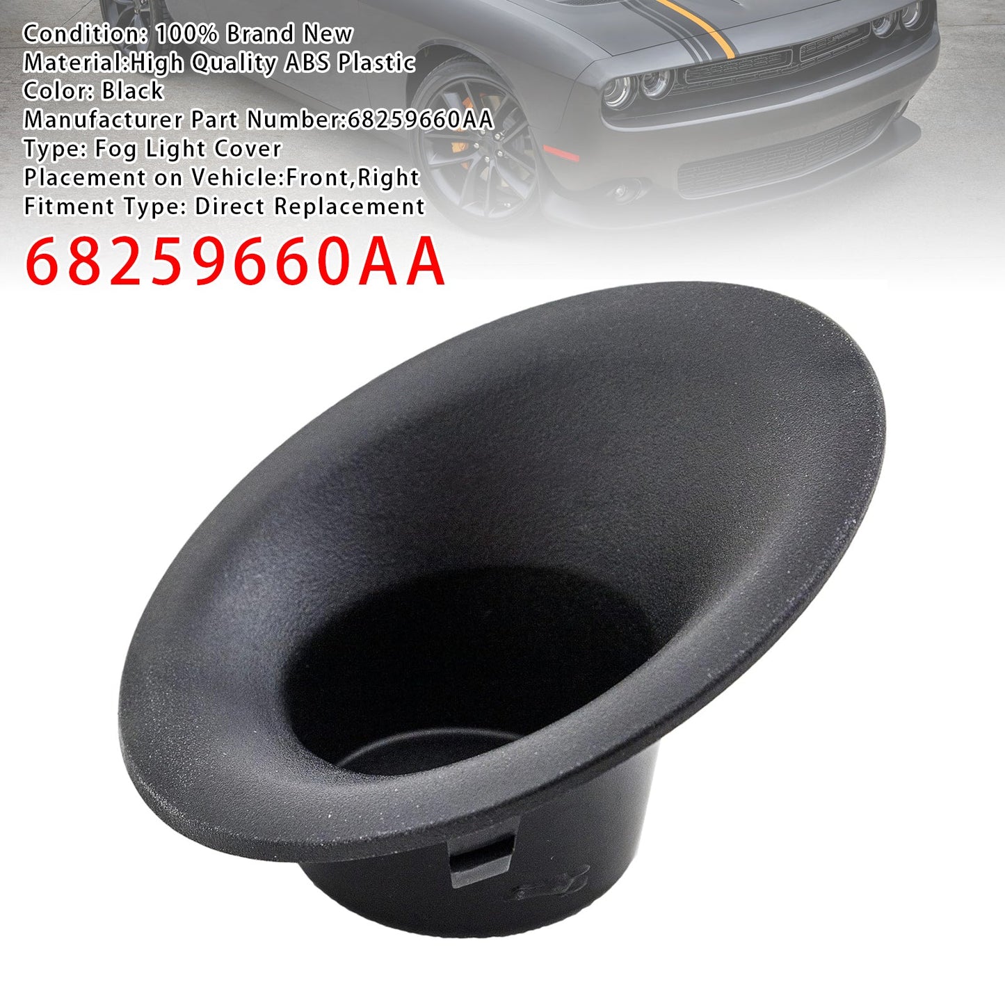 Left Side Fog Light Cover For Dodge Challenger 2015-2022 68259661AA
