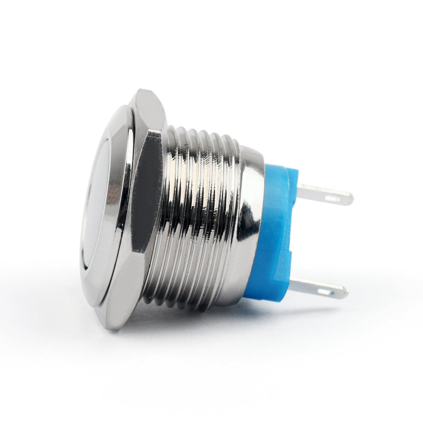 Interrupteur à bouton-poussoir momentané NC, rond et plat, normalement fermé, 16 mm, 2 broches, 36 V/2 A