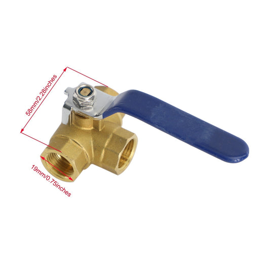 Robinet à boisseau sphérique 3 voies 1/2" NPT, trois ports en T, type femelle en laiton, pour eau, pétrole et gaz, 1/2" DN15