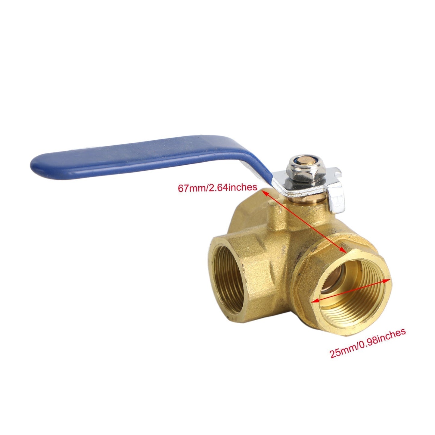 1/2" 3 Way Ball Valve Three T Port NPT Brass Female Type For Water Oil And Gas, 3/4" DN20