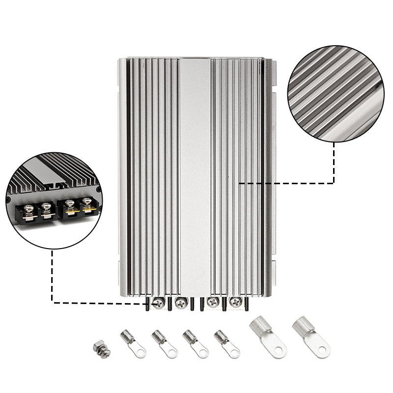 Convertidor de fuente de alimentación para coche, regulador de voltaje CC-CC de 12 V a 36 V y 20 A, resistente al agua, E4