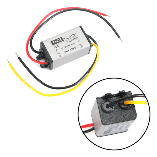 Convertidor reductor de voltaje de 24 V a CC 12 V 1 A, resistente al agua, fuente de alimentación (24 V-12 V-1 A)