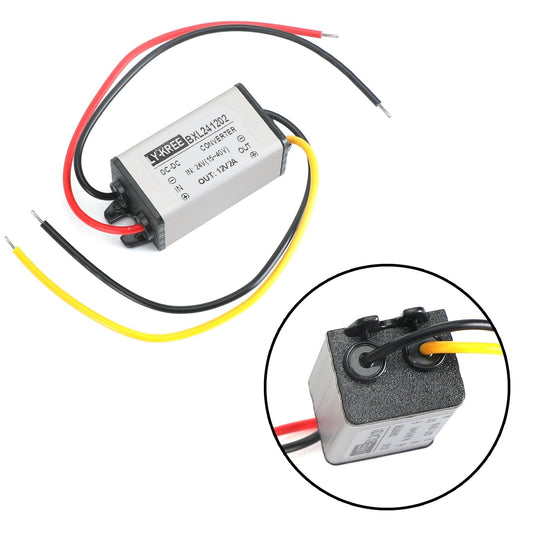 Convertidor reductor de voltaje de 24 V a CC 12 V 1 A, resistente al agua, fuente de alimentación (24 V-12 V-2 A)