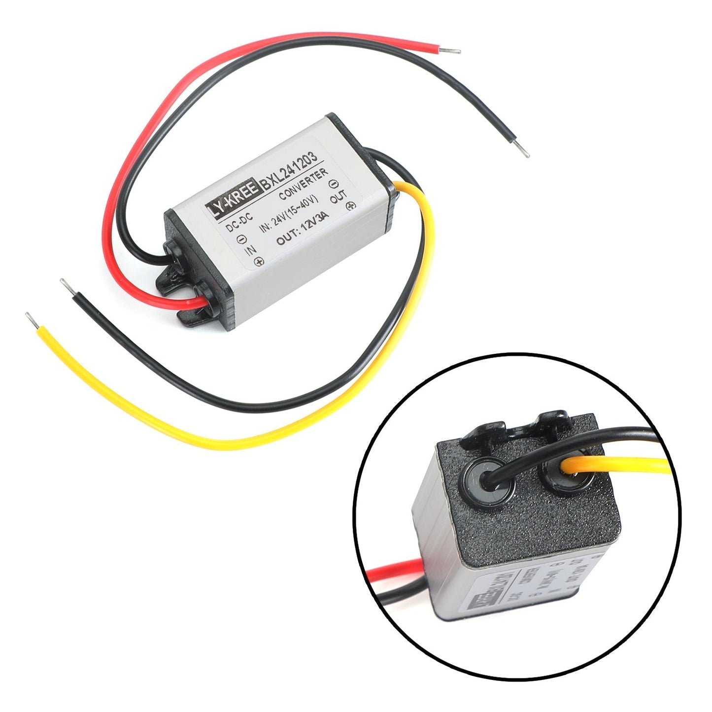 Convertidor reductor de voltaje de 24 V a CC 12 V 1 A, resistente al agua, fuente de alimentación (24 V-12 V-3 A)