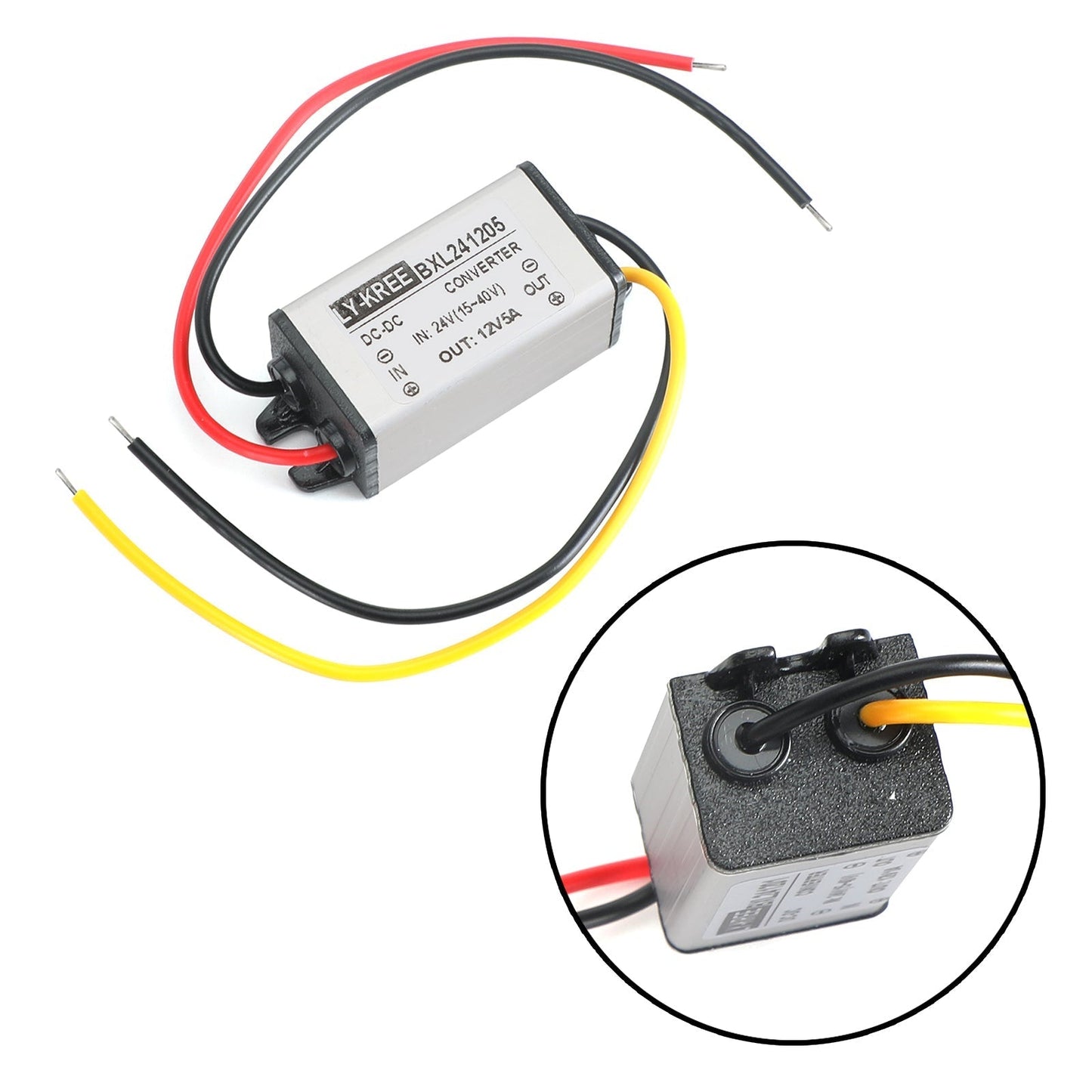 Convertidor reductor de voltaje de 24 V a CC 12 V 1 A, resistente al agua, fuente de alimentación (24 V-12 V-5 A)