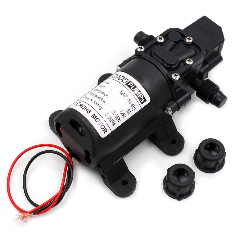 Bomba de agua autocebante de diafragma de alta presión, 12 V CC, 130 psi, 12 V CC, 72 W, con interruptor automático