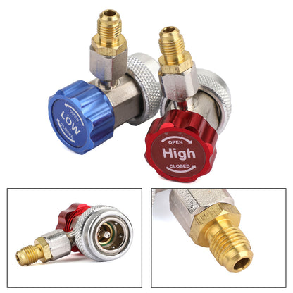 2x R134A Quick Connector Adapter Coupler Auto A/C Manifold Gauge Low/High HVAC
