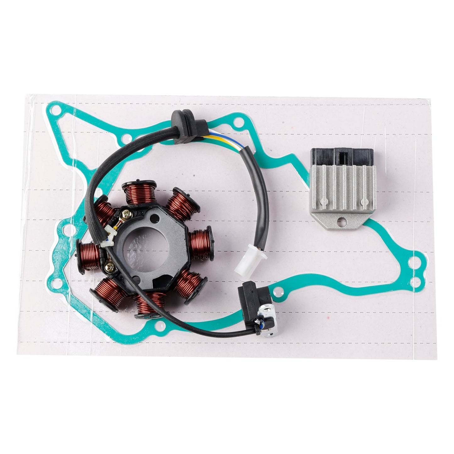 8-Pole Magneto Coil Stator + Voltage Regulator + Gasket Assy For Kawasaki KLX110 2003-2009
