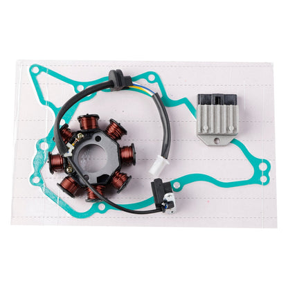 8-Pole Magneto Coil Stator + Voltage Regulator + Gasket Assy For Kawasaki KLX110 2003-2009