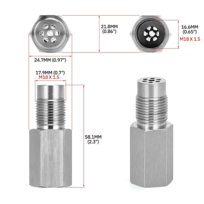 M18x1.5 O2 Sensor spacer Adapter Oxygen Sensor Simulator Extender Catalytic Converter CEL Eliminator with Mini CAT