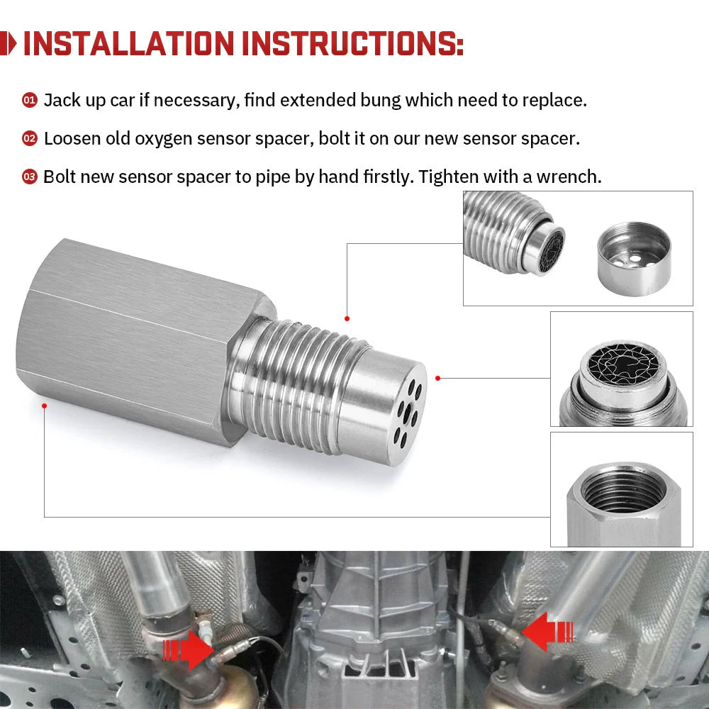O2 Sensor Spacer CEL Check Engine Light Adapter CEL Eliminator Mini Catalytic Converter