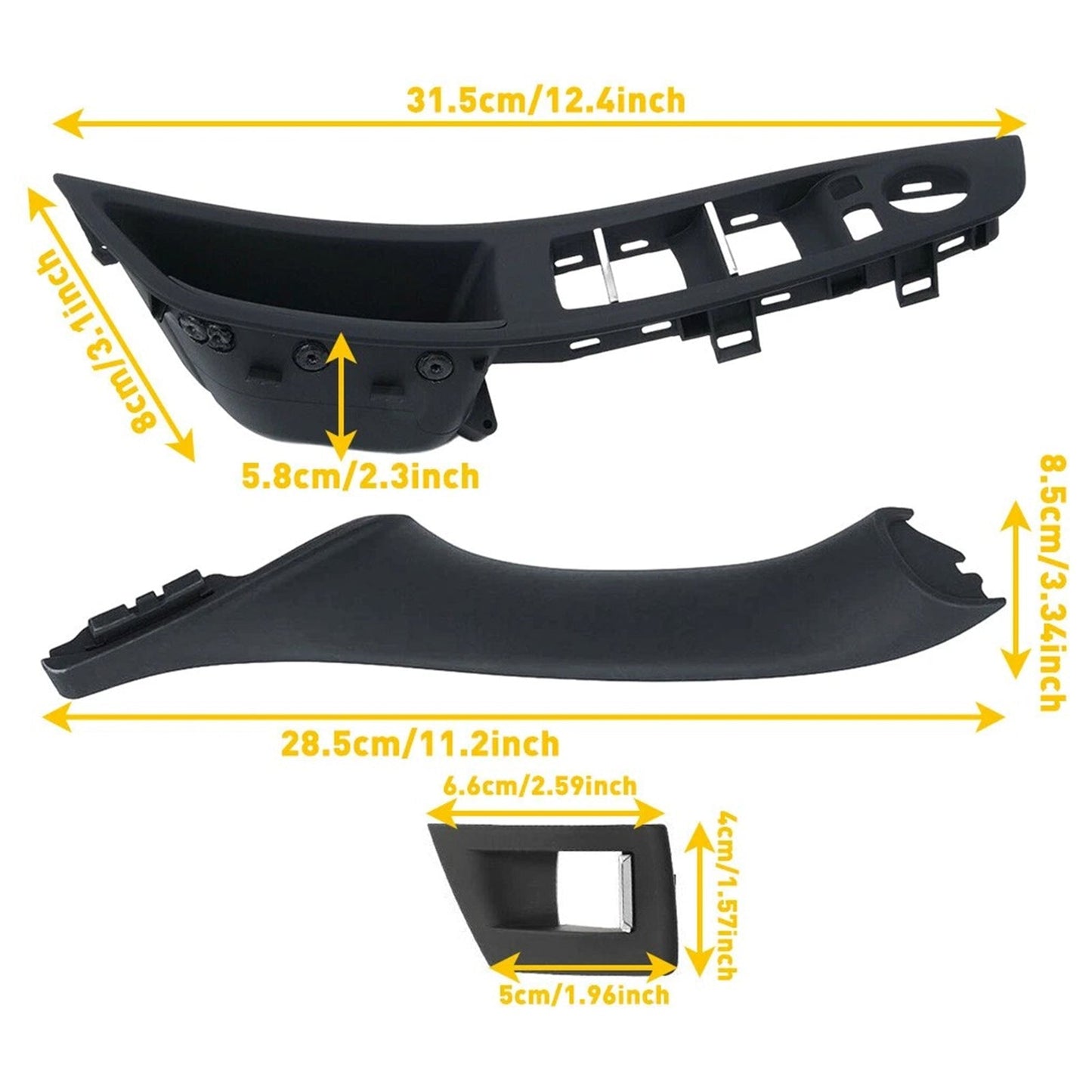 BMW F10 7Pcs Left & Right Black Interior Door Handle Panel Cover Trim Set