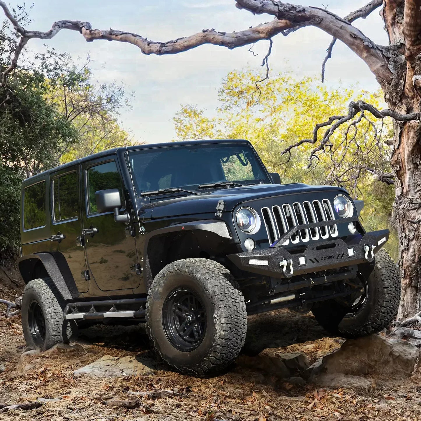 Parachoques delantero con luz LED para Jeep Wrangler JK Unlimited 2007-2018