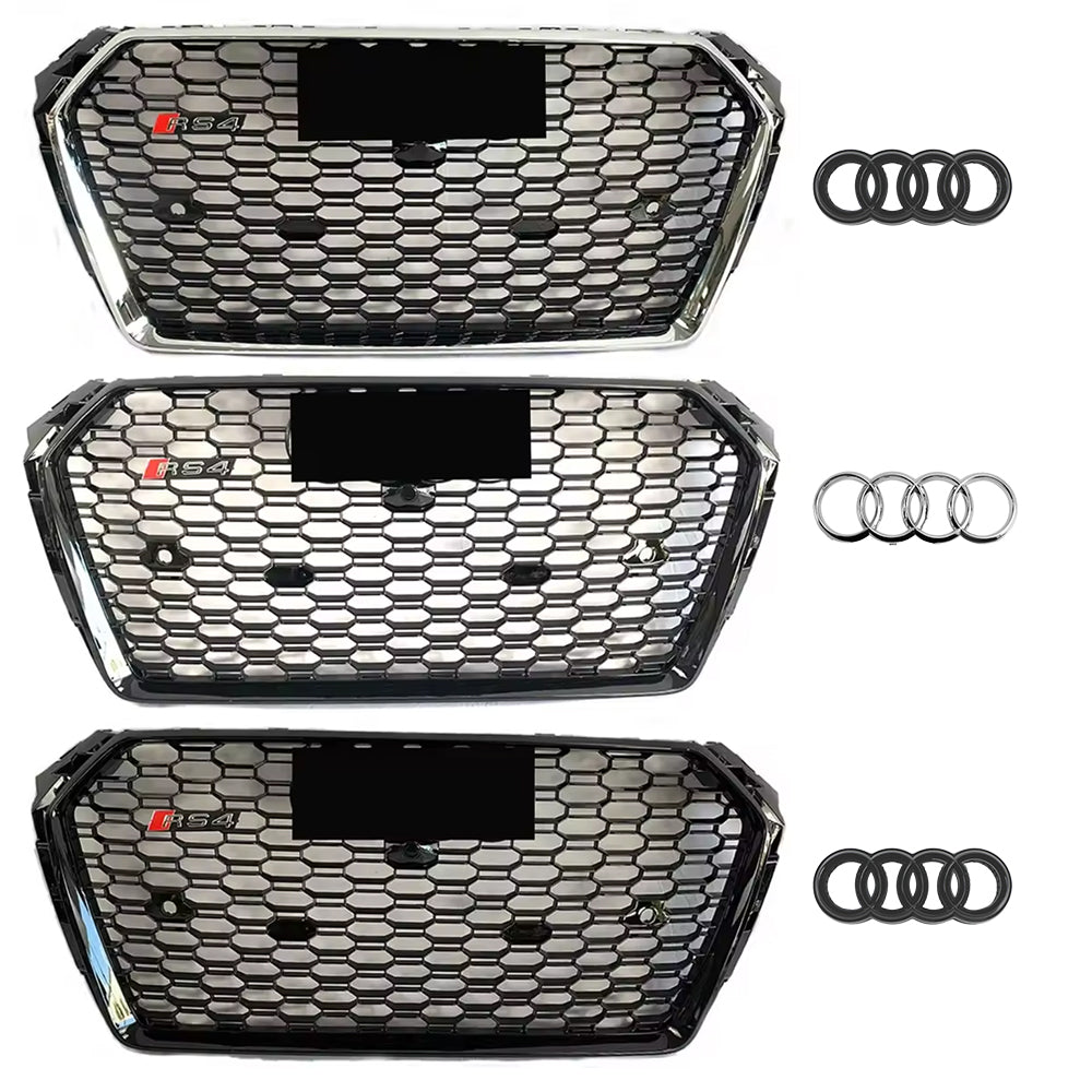 2016-2019 Audi A4 S4 B9 To RS4 Style Front Bumper Grill High Quality Honeycomb Upper Grille
