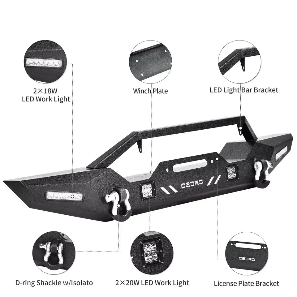 Parachoques delantero con luz LED para Jeep Wrangler JK Unlimited 2007-2018