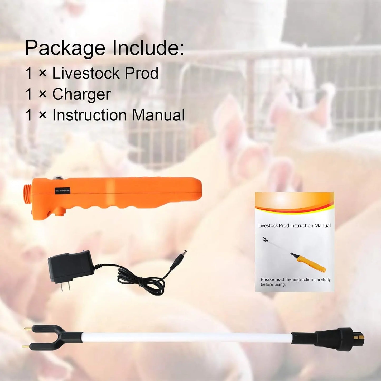 Pica-ganado de 34,3'' con luz LED, recargable, eléctrica, para repeler cerdos