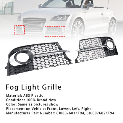 2011-14 Chrome Front Bumper Fog Light Grille Fit Audi TT MK2 S-Line TTS