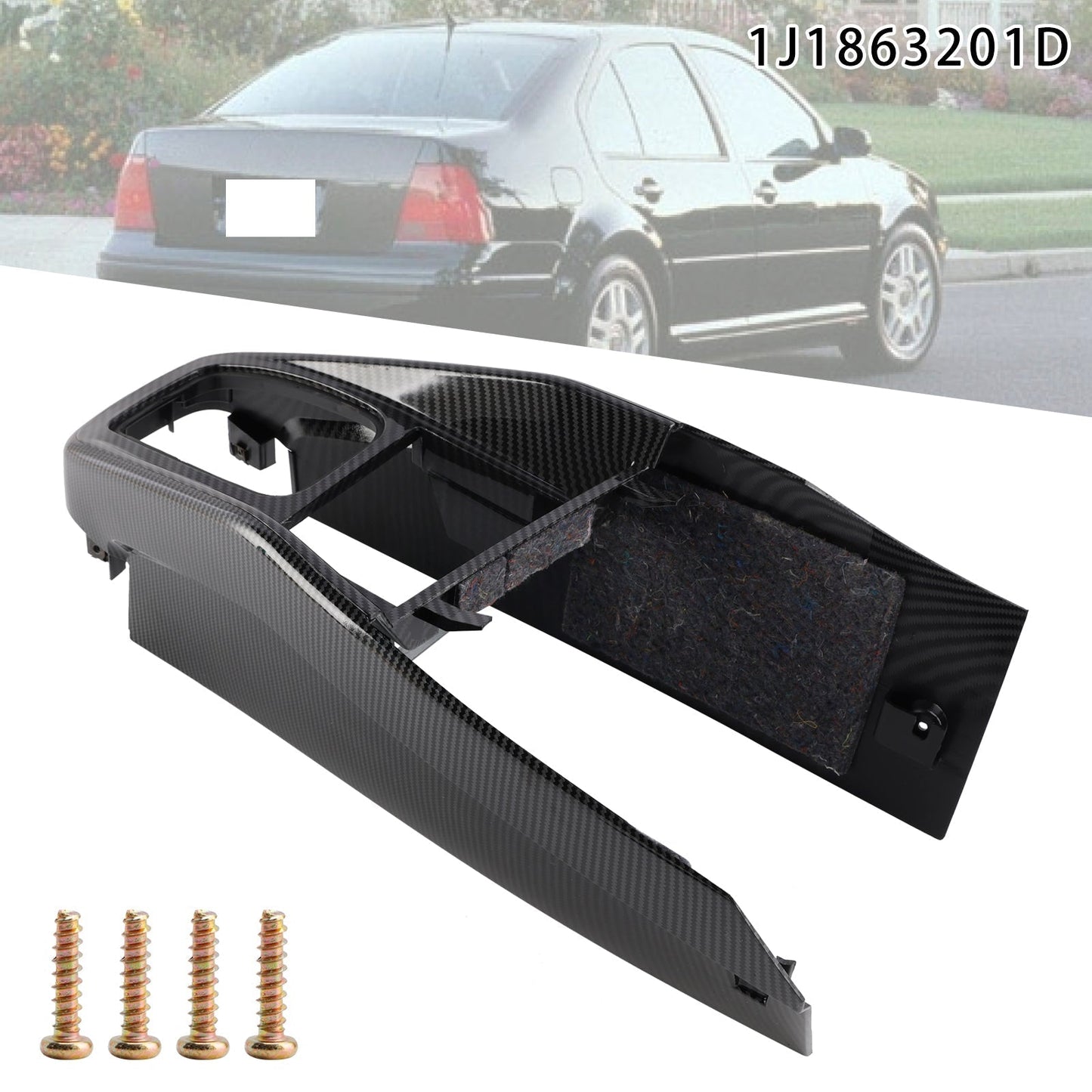 Moldura de consola central con patrón de fibra de carbono para Volkswagen Golf Jetta 1999-2005, 1J1863201D