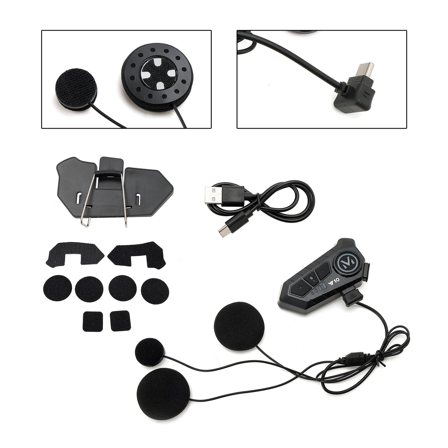 Casque Bluetooth universel avec haut-parleur et écouteurs pour moto, noir