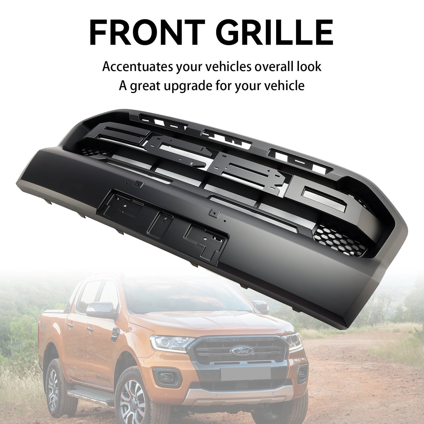 2019-2023 Matt Black Ranger Raptor Style Front Bumper Grille Fit Ford Ranger T8